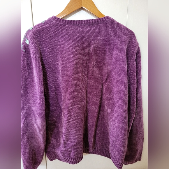 Alfred Dunner Purple Flower Sweater Sz XL - Picture 2 of 4
